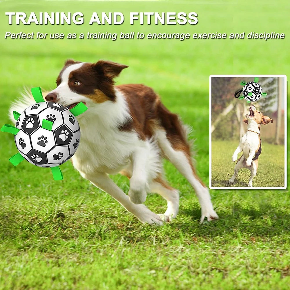 Interaktives Hunde Kau Spielzeug im Fussball Design