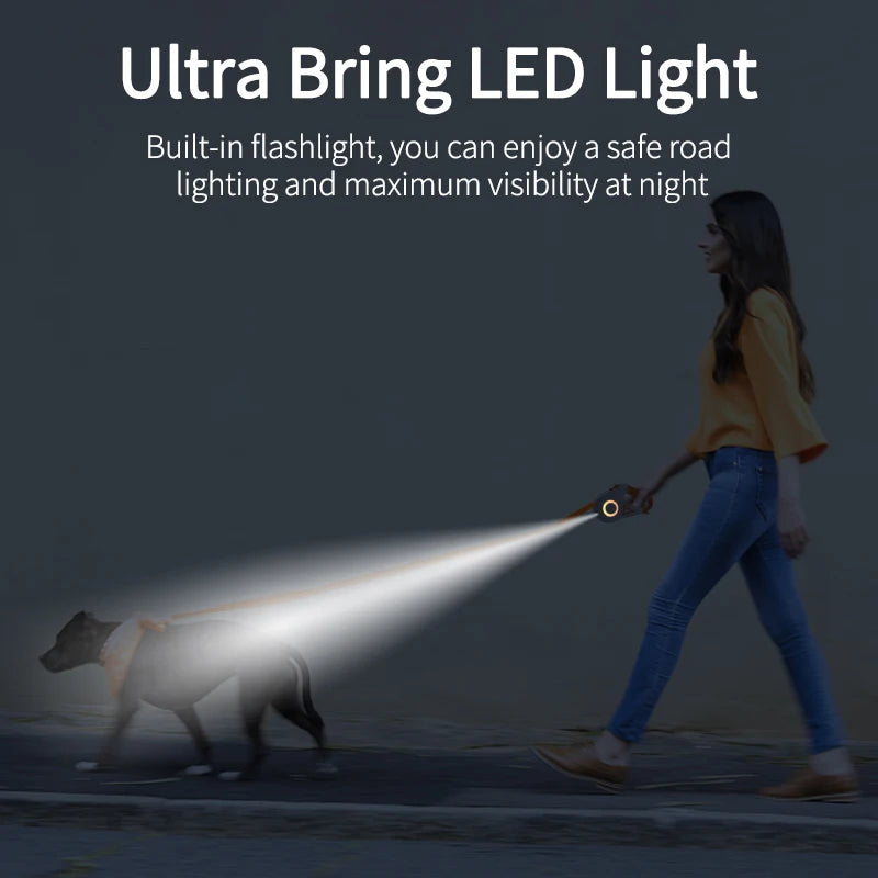 Multifunktionale Automatisch einziehbare LED Hundeleine