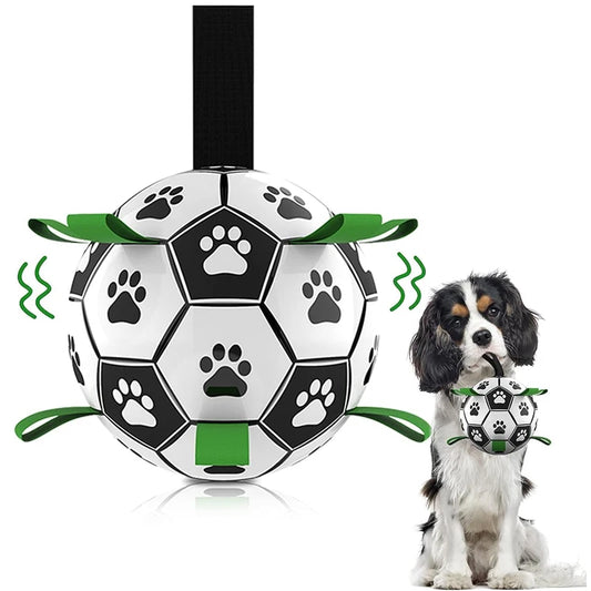 Interaktives Hunde Kau Spielzeug im Fussball Design