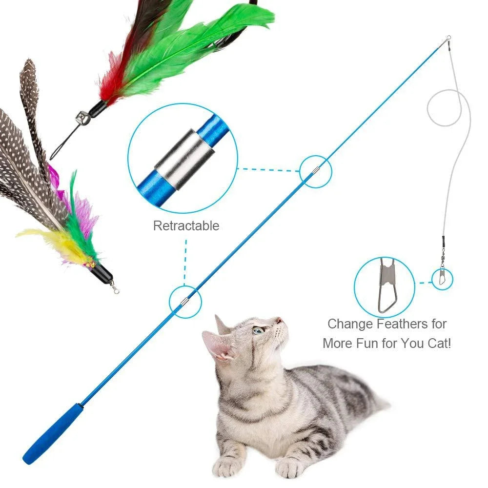 11 Teiliger Katzen Feder Spielzeug Stab