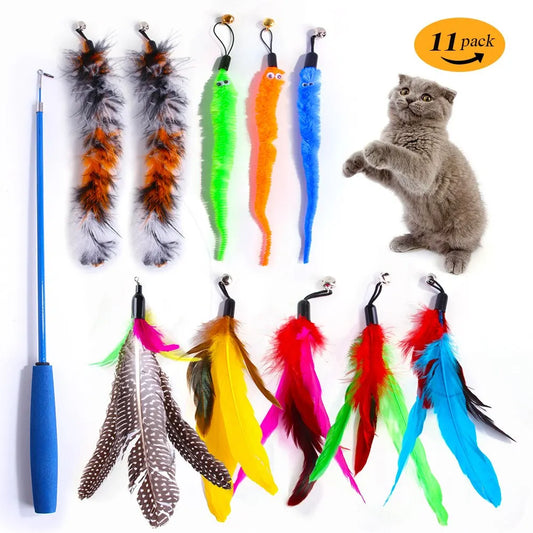 11 Teiliger Katzen Feder Spielzeug Stab